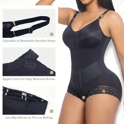 Cross-border New Arrival European and American Plus Size Shapewear Bodysuit, Butt Lifting and Tummy Control Slimming Bodysuit, Amazon Wholesale Zipper Shapewear