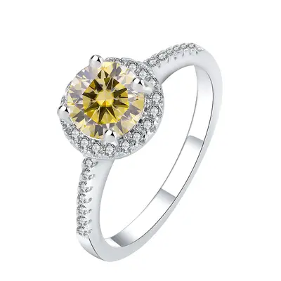 S925 Sterling Silver Moissanite Ring, 1 Carat, Round Cut - 12