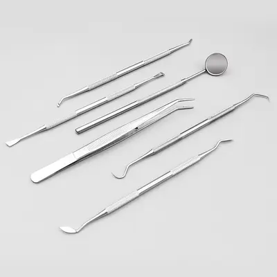 现货不锈钢洁牙工具套装口腔护理六件套牙齿清洁器探针口腔镜镊子 - 4