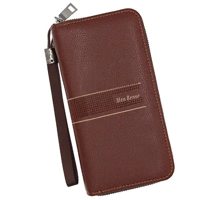 Men's Long Wallet with Large Capacity Zipper Clutch - 5