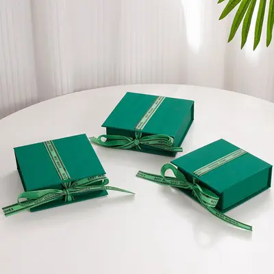 Werksbestand Großhandel, luxuriöse Seidenband-Schachteln mit Klappdeckel in Buchform, tragbare Halsketten-Schmuckschachteln, Aufbewahrungskartons - 11