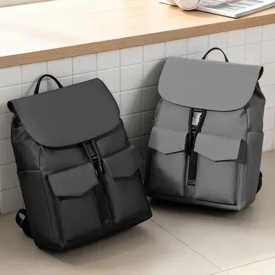 2026 Men's Backpack with Laptop Compartment, Solid Color, Large Capacity - 5