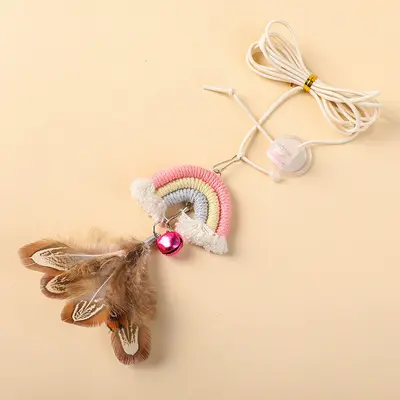 Door-Hanging Rainbow Swing Cat Toy with Bell and Elastic Hook-and-Loop Strap - 8