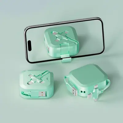 Retractable 3-in-1 fast charging cable with stand