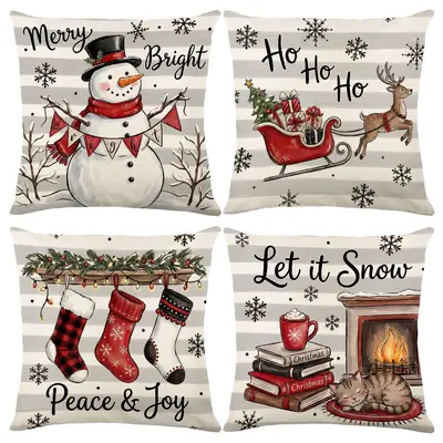 Winter New Christmas Custom Printed Pillow Cover Cross-border Christmas Decorative Sofa Cushion Cover Bedroom Throw Pillow Case - 10