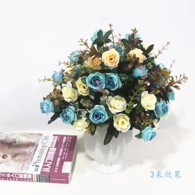 Künstliche Blumen im europäischen Stil, 12 kleine Rosen, Hochzeitsstrauß