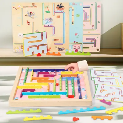 Labyrinth mit Kugelbahn für Kleinkinder, Konzentration und Logik Tischspiel