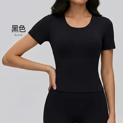 Damen Kurzarm-Yogashirt, hohe Elastizität - 11