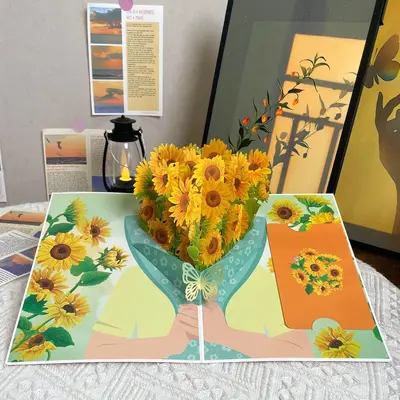 Handmade 3D Sunflower Mother's Day Card for Teachers - 7