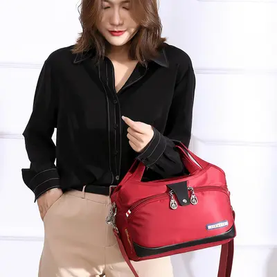Women's Lightweight Oxford Cloth Tote Bag, Large Capacity, Crossbody Strap - 4
