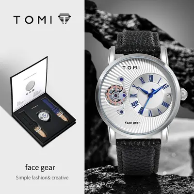 TOMI Face Gear Erkek Saati Kuvars Deri
