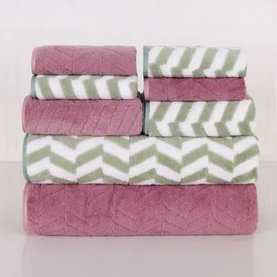 Coral fleece towel set absorbent bath towels - 3