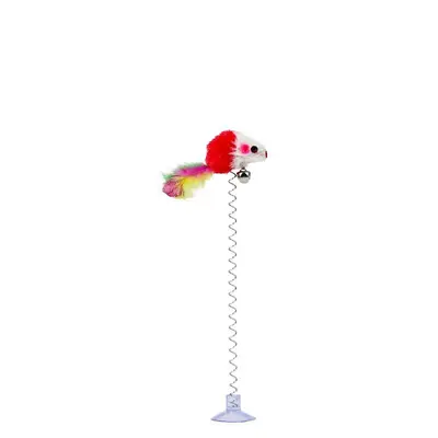 Suction Cup Spring Mouse and Feather Cat Teaser Toy, Five Colours - 7