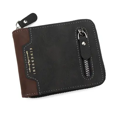 Men's Short Wallet, Zipper Coin Pocket, Multiple Card Slots - 9