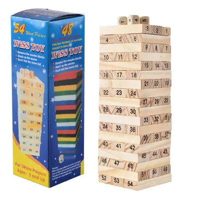 Wooden Rubberwood Stacking Blocks for Ages 4-6, Educational Number Stacking Toy - 8