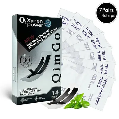 Activated Charcoal Teeth Whitening Strips, Removes Yellow Stains - 8
