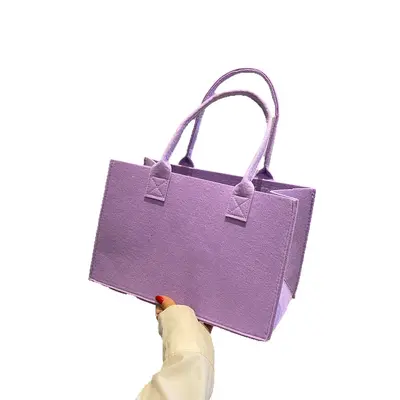 Women's Felt Single Shoulder Bag, Large Capacity, Solid Color Handbag - 5