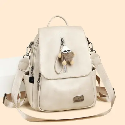 Women's Large-Capacity Soft Leather Travel Backpack - 4