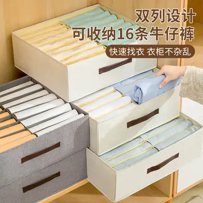 Double-row clothing storage box with compartmented drawers, Japanese style