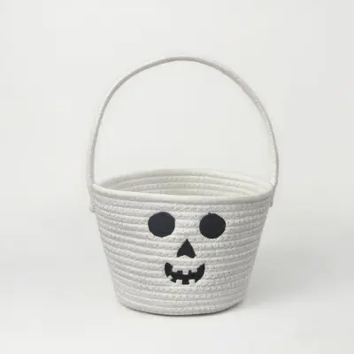 Children's Halloween Storage Basket with Cotton Rope Handle, Portable Toy Bin - 10
