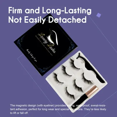 Glue-Free Five-Magnet False Eyelashes, Self-Adhesive