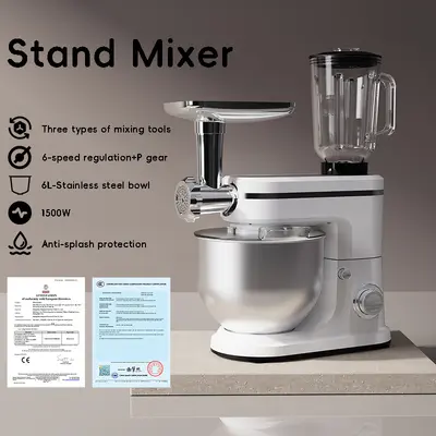 3-in-1 Küchenmaschine 6L-10L Kapazität Teigkneter und Crememischer