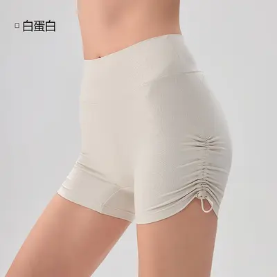 Women's Three-Quarter Yoga Shorts with Drawstring, Peach Lift - 9
