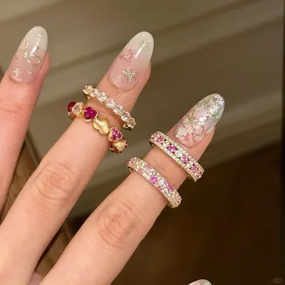 Pink Zircon Eternity Ring for Women, Stackable - 5