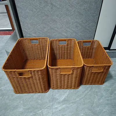 Rattan-style storage basket for household use