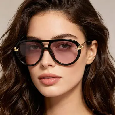 Unisex Toad-Shaped Double-Bridge Sunglasses, UV Protection - 2