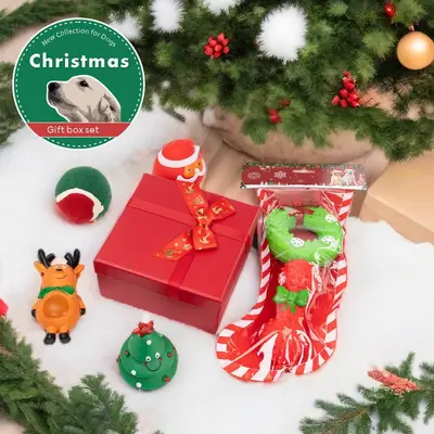 Christmas Series Squeaky Dog Toy, Indestructible Chew Toy Set