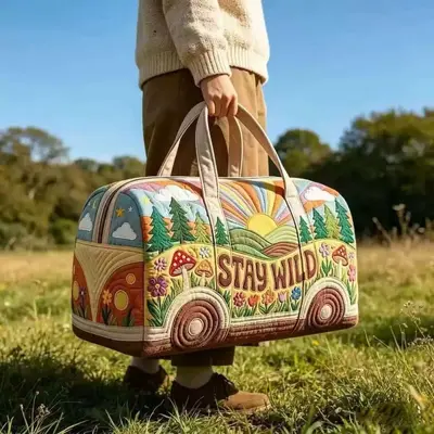 Gesteppte Reisetasche mit 3D-Druck - 7