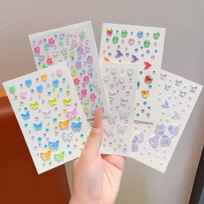 Çocuk Yüz Makyajı Kelebek Elmas Sticker, Renkli Taşlı Konser Makyaj Aplikasyonu