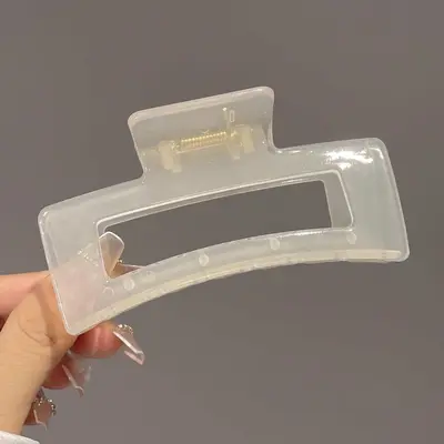 Wholesale factory large transparent square jaw clip summer simple shark clip for back of head with thick hair volume.