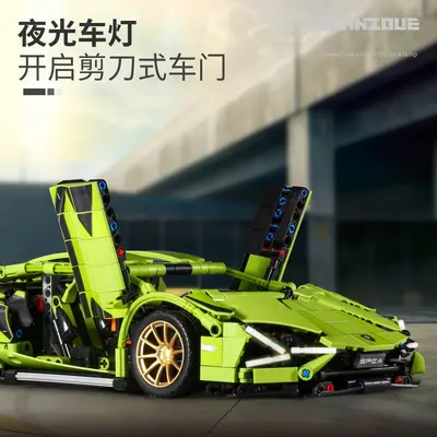 Lamborghini Gallardo Lime Green Building Block Car Model, Remote Control - 4