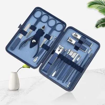 Edelstahl Maniküre-Set, 18-teilig, blau