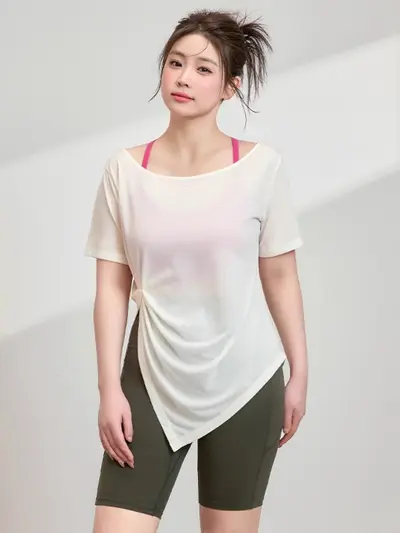 Women's Plus Size Short Sleeve Sports Top, Loose, Breathable - 6