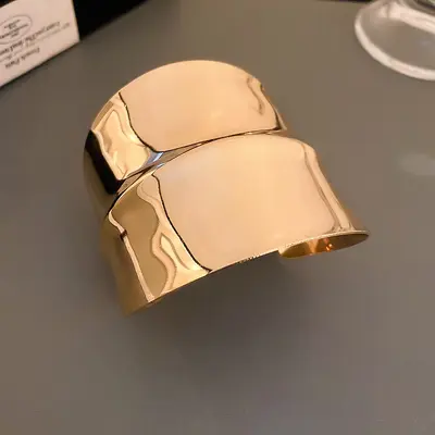European and American minimalist style double-layered hollow arm ring cross-border exaggerated statement bracelet fashion high-end temperament jewelry accessory - 11