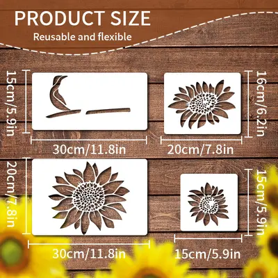 6-Piece Sunflower Painting Stencil Set, DIY Theme - 3