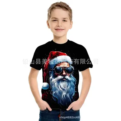 Kinder-T-Shirt mit Weihnachtsmotiv, Kurzarm