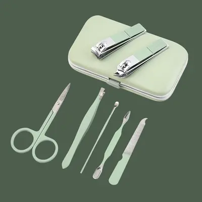 Stainless steel nail manicure set, 18-piece, matcha green