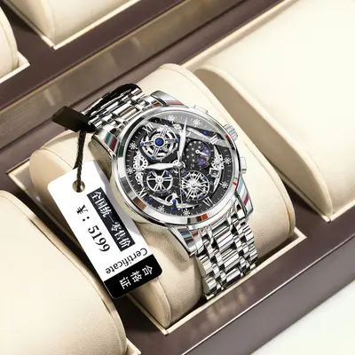 Herrenuhr Luxus, Hohlkammeroptik, wasserdicht, Quarz - 12