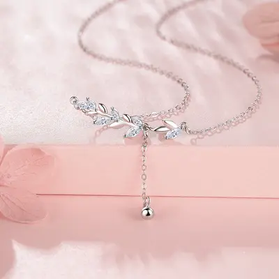 S999 Silber-Weizenähren-Quastenkette, Damen