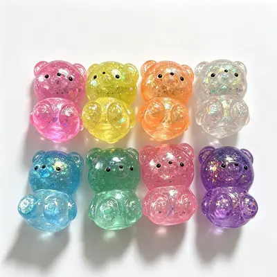 Transparente Bärchen-Quetschspielzeug mit schillerndem Glitzer, weiches Gelee-Bärchen Antistress-Spielzeug