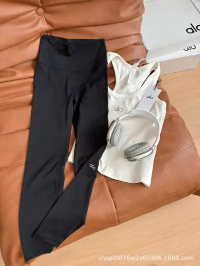 Alo Leggings, schwarz, hoher Bund, bauchformend - 6