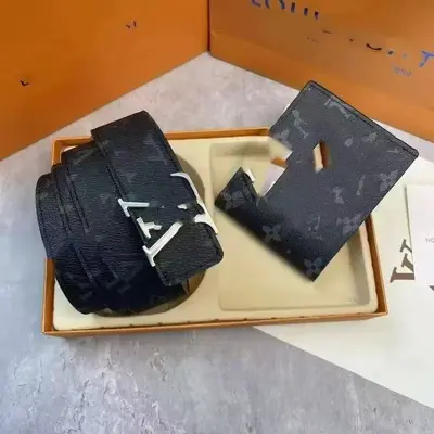 Men's leather belt double layer cowhide with gift box - 10