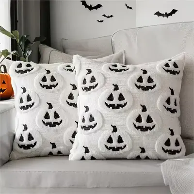 In Stock Halloween Pumpkin Pillow Cover Double-Color Quilted Sofa Cushion Cross-Border Recommended Home Textile Holiday Party Decoration - 11