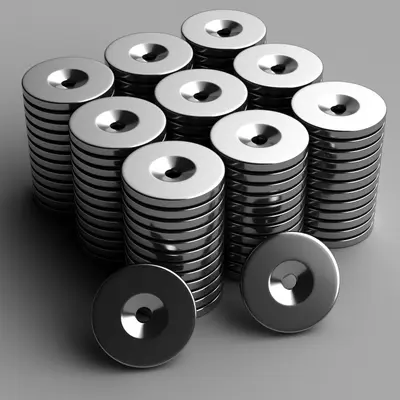 Countersunk Neodymium Magnet, Disc and Square, Strong - 7