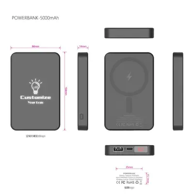 LED ışıklı Magsafe manyetik kablosuz hızlı şarj mobil güç kaynağı arka ışık ışıklı 15W kablosuz hızlı şarj güç bankası