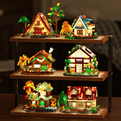 Forest Treehouse Architecture Model Set, Micro Building Blocks